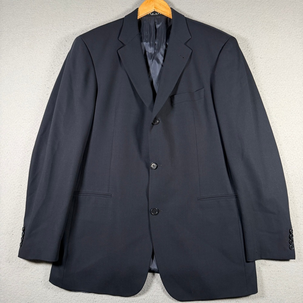 Hugo Boss Mens 42L Einstein Sigma Navy Blue 100% Virgin Wool 3 Button Blazer USA